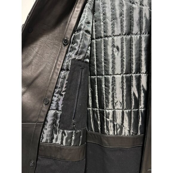 Marc New York Men's M Black Soft Leather Coat Button Closure Removable Lining - Picture 5 of 9